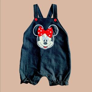 Disney Baby Minnie Mouse Shorts Overall Style Romper with 3D Bow Black 12M